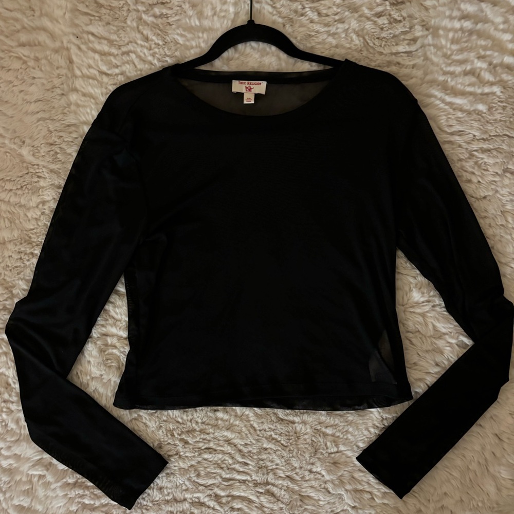 True Religion Sheer Long sleeve Crop Top